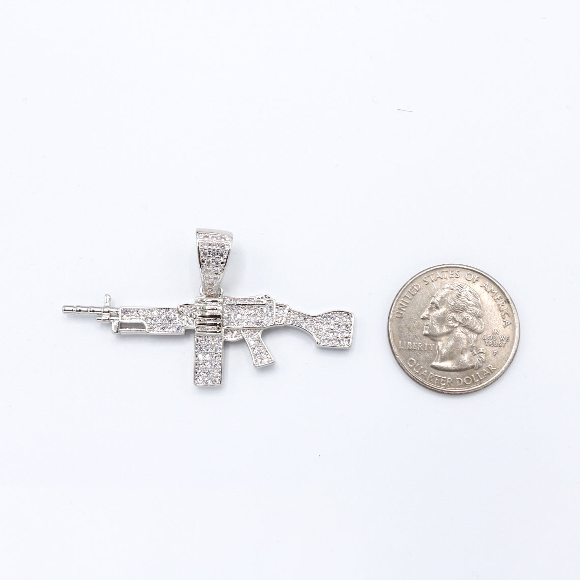 Machine Gun Pendant - White Gold