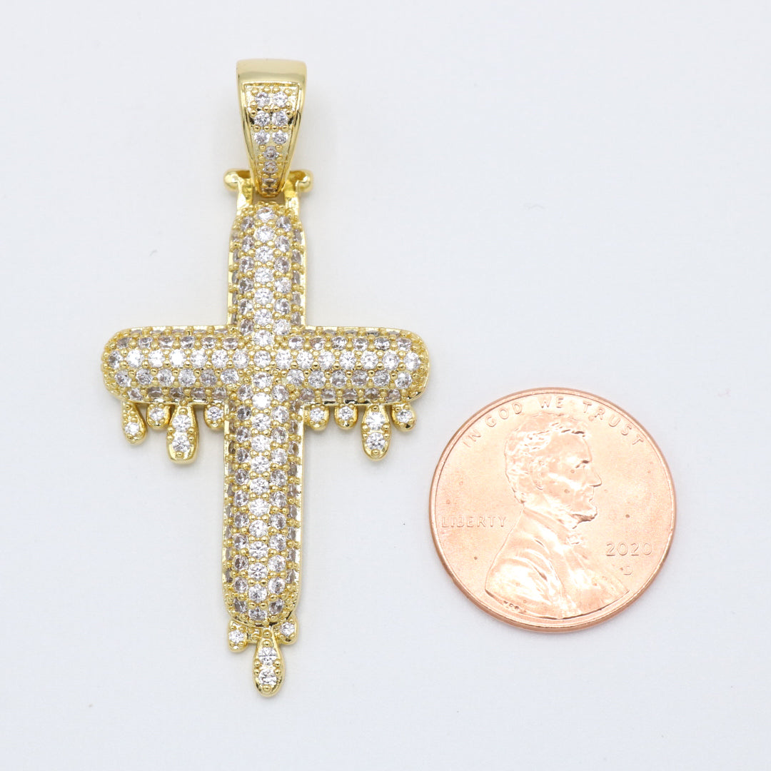 Drip Cross Pendant - Gold