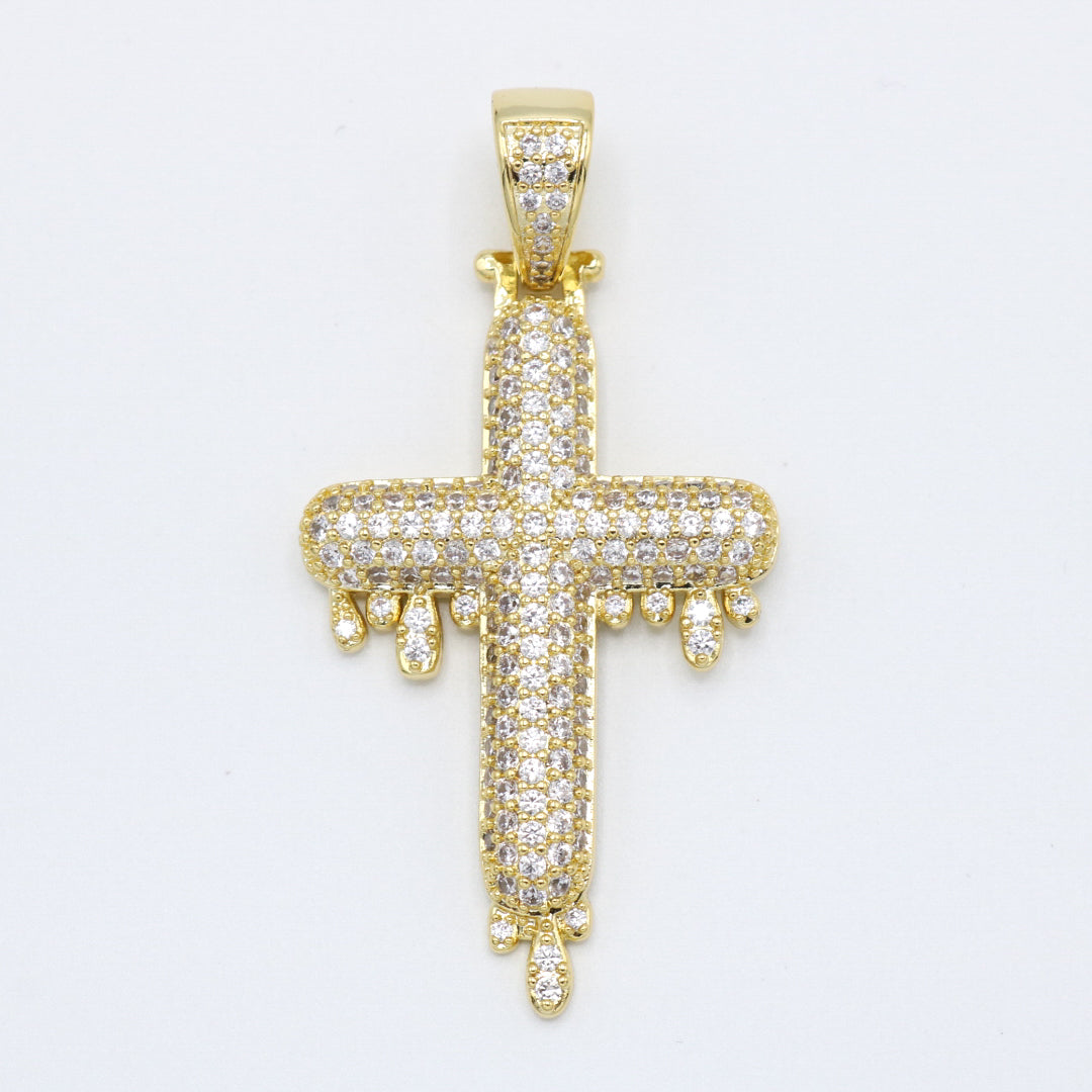 Drip Cross Pendant - Gold