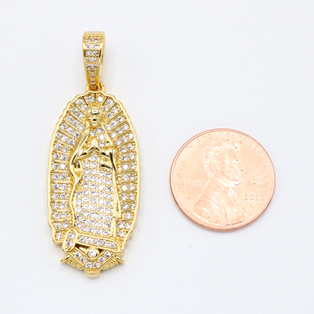 Iced out Virgin Mary Pendant - Gold