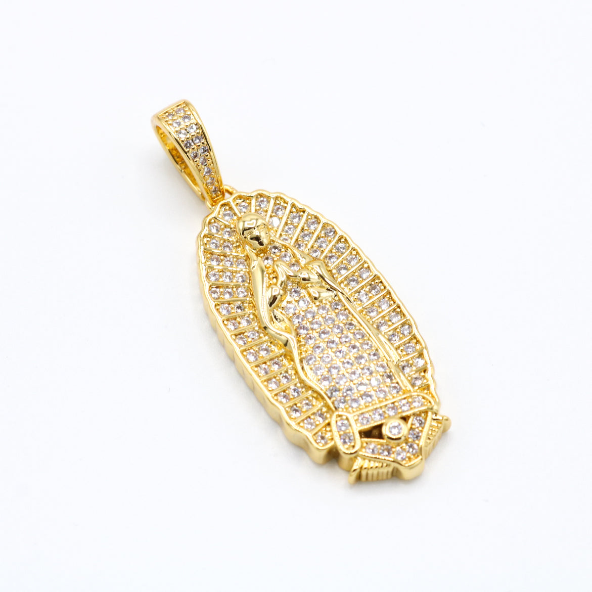 Iced out Virgin Mary Pendant - Gold
