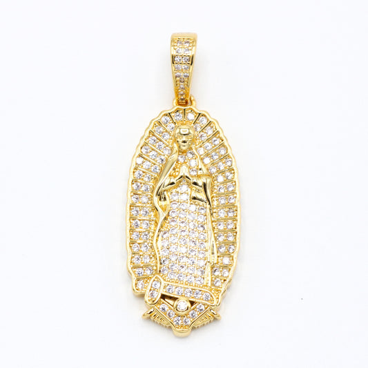 Iced out Virgin Mary Pendant - Gold