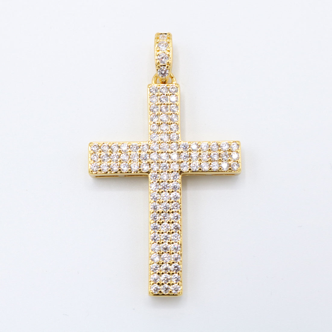 Pave Set Diamond Cross Pendant - Gold