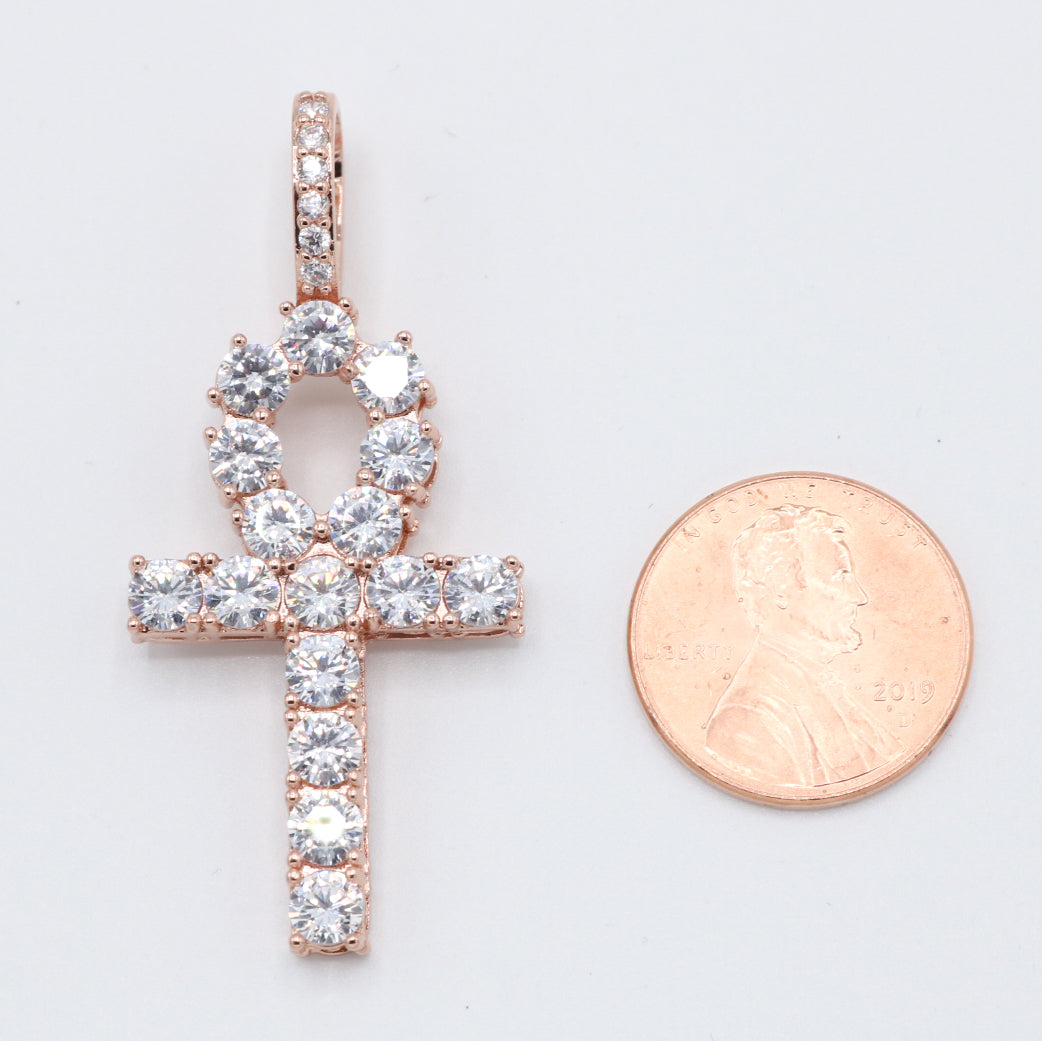 Diamond Ankh Cross Pendant - Rose Gold