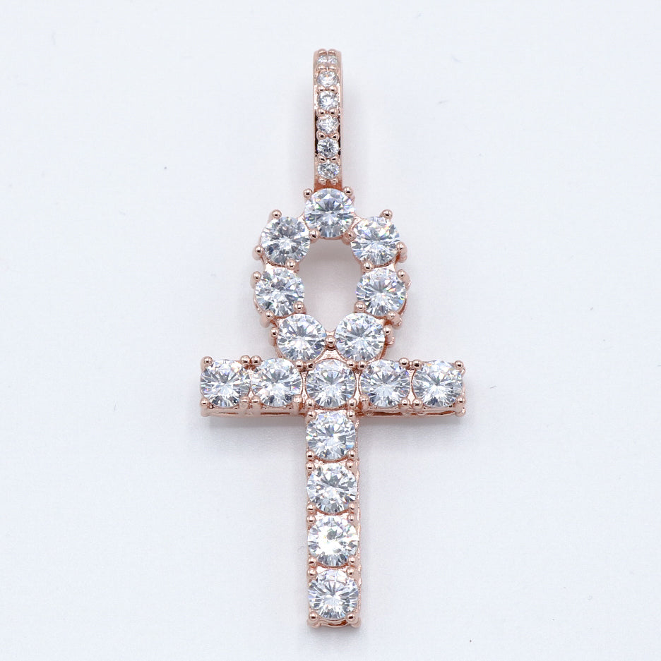 Diamond Ankh Cross Pendant - Rose Gold