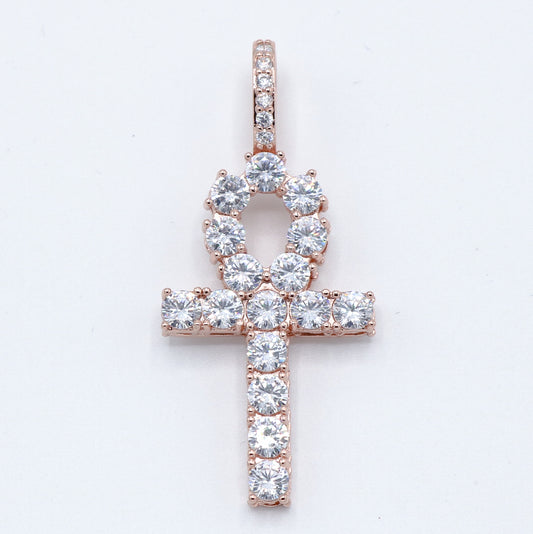 Diamond Ankh Cross Pendant - Rose Gold