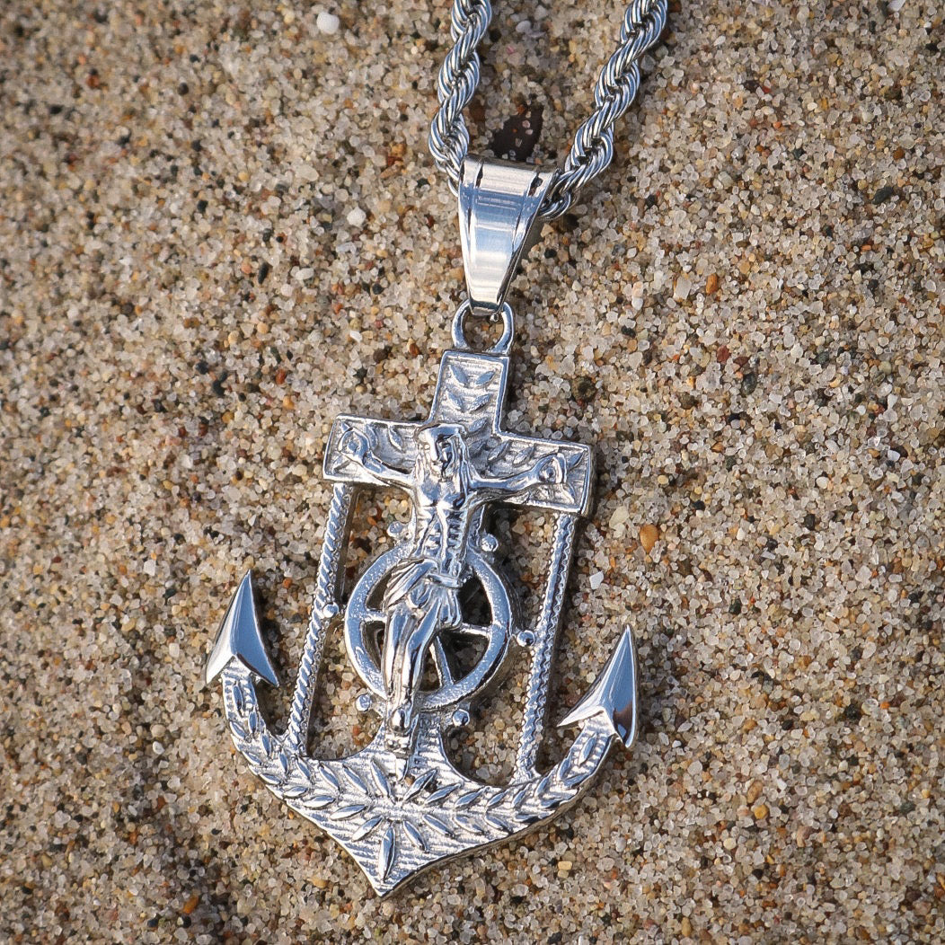 Jesus Anchor Pendant Premium 316L Stainless – Huerta Jewelry