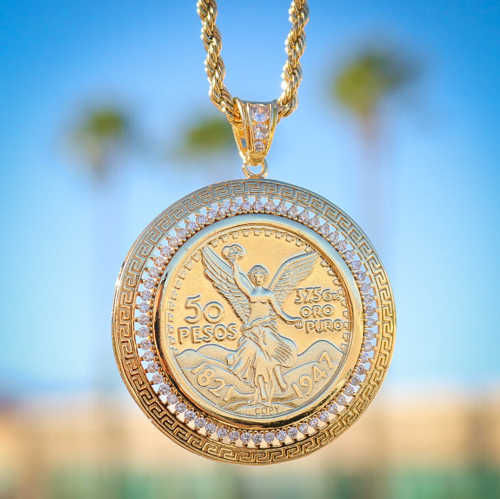 Aztec Bezel with Diamonds Centenario Pendant