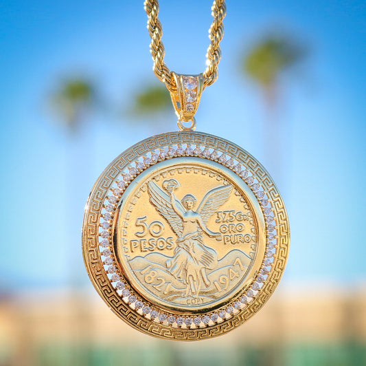Aztec Bezel with Diamonds Centenario Pendant