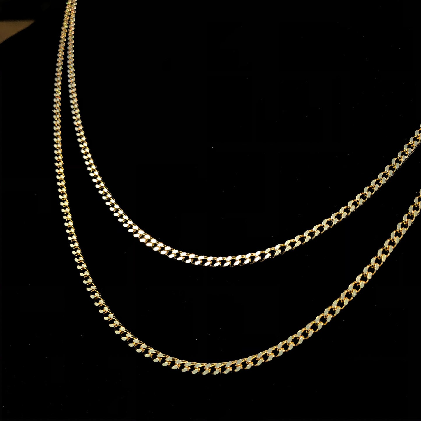 3mm Micro Cuban Curb link chain - Gold