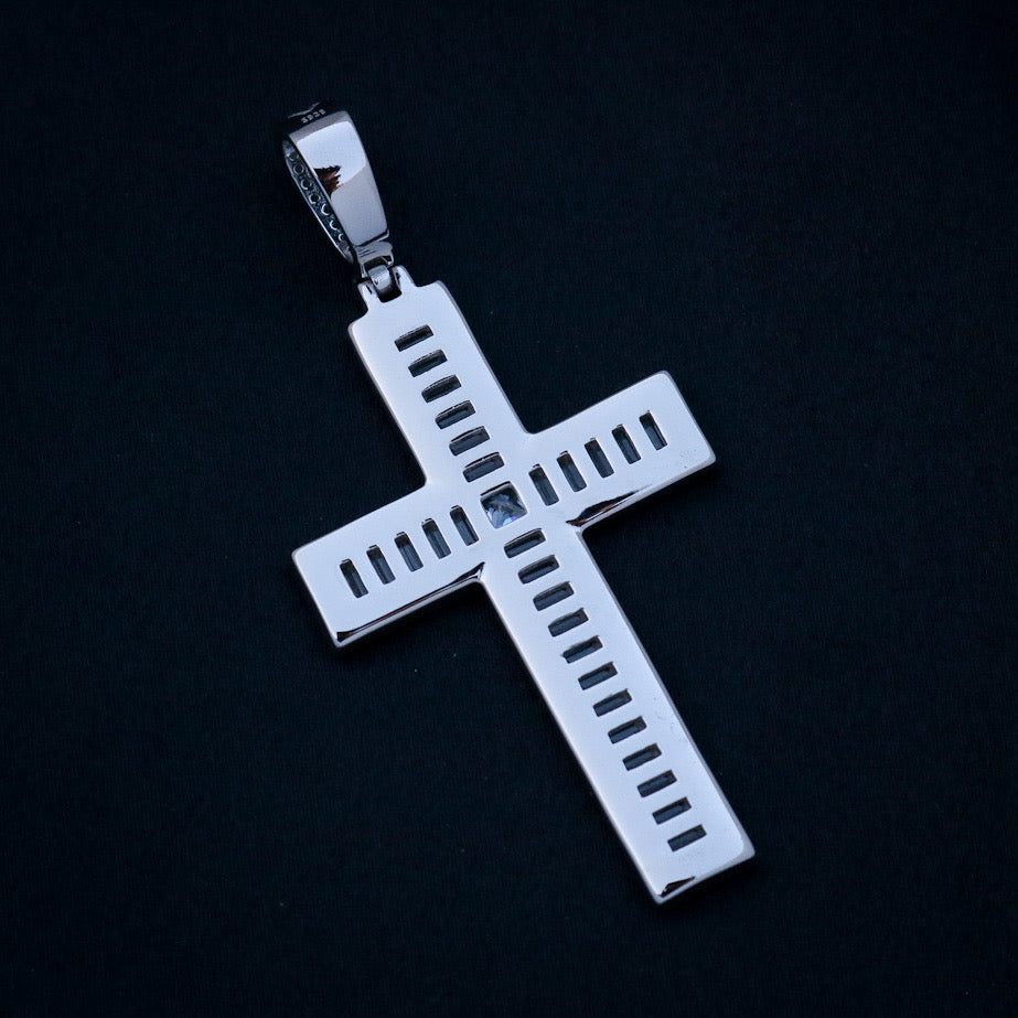Iced Out Baguette Cross Pendant - 925 Silver