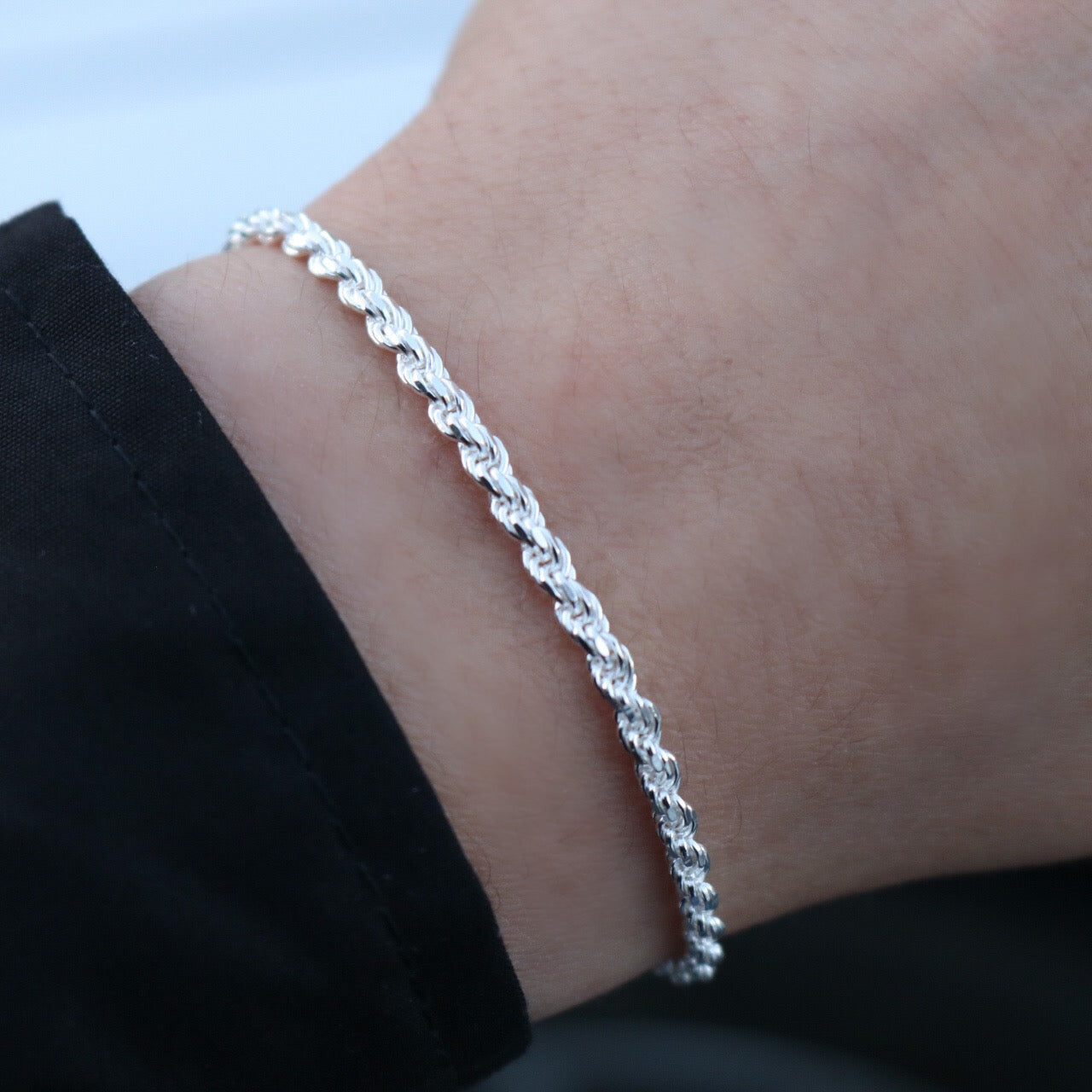 3mm Rope Bracelet 925 Silver – Huerta Jewelry - Main Image