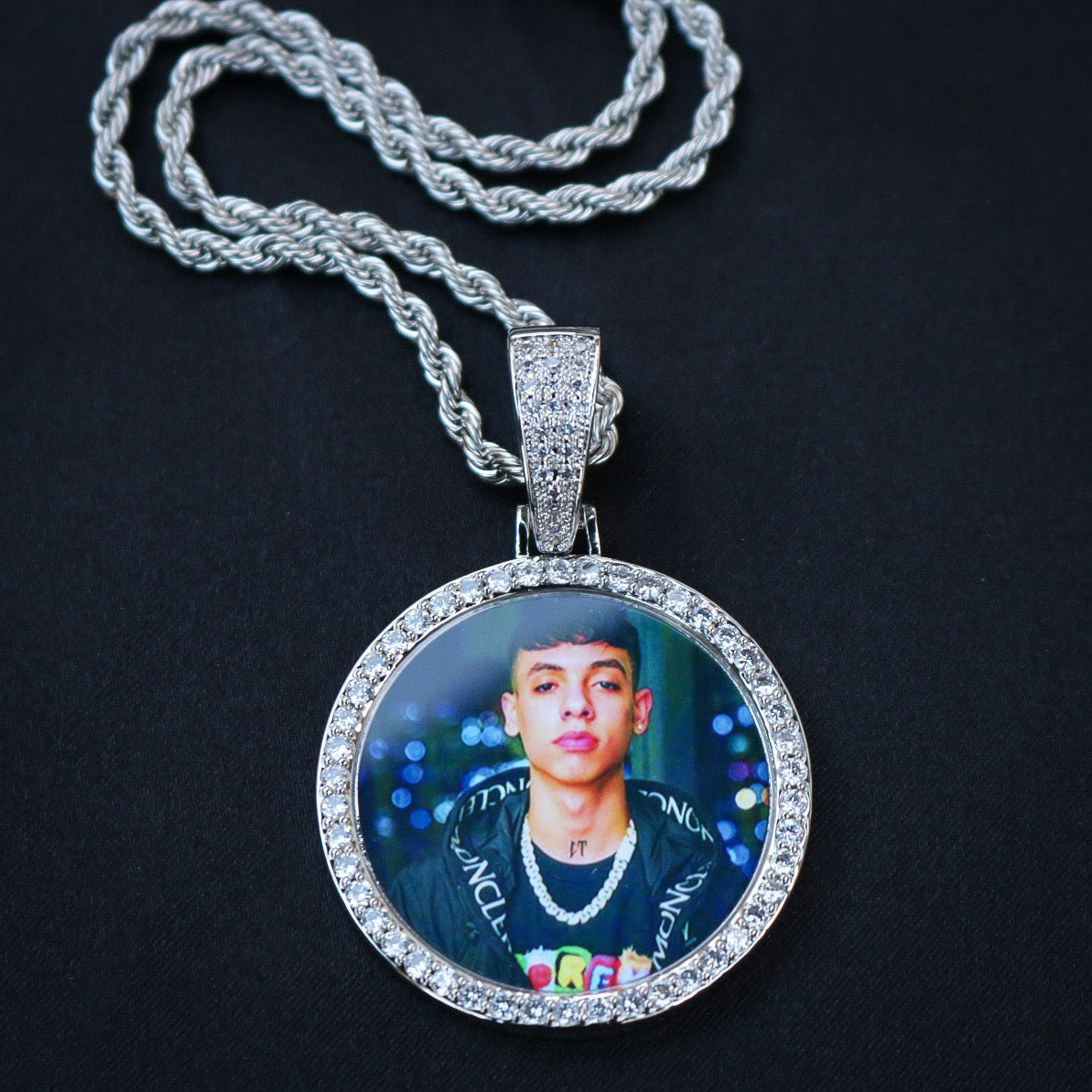 Custom Photo Pendant - White Gold