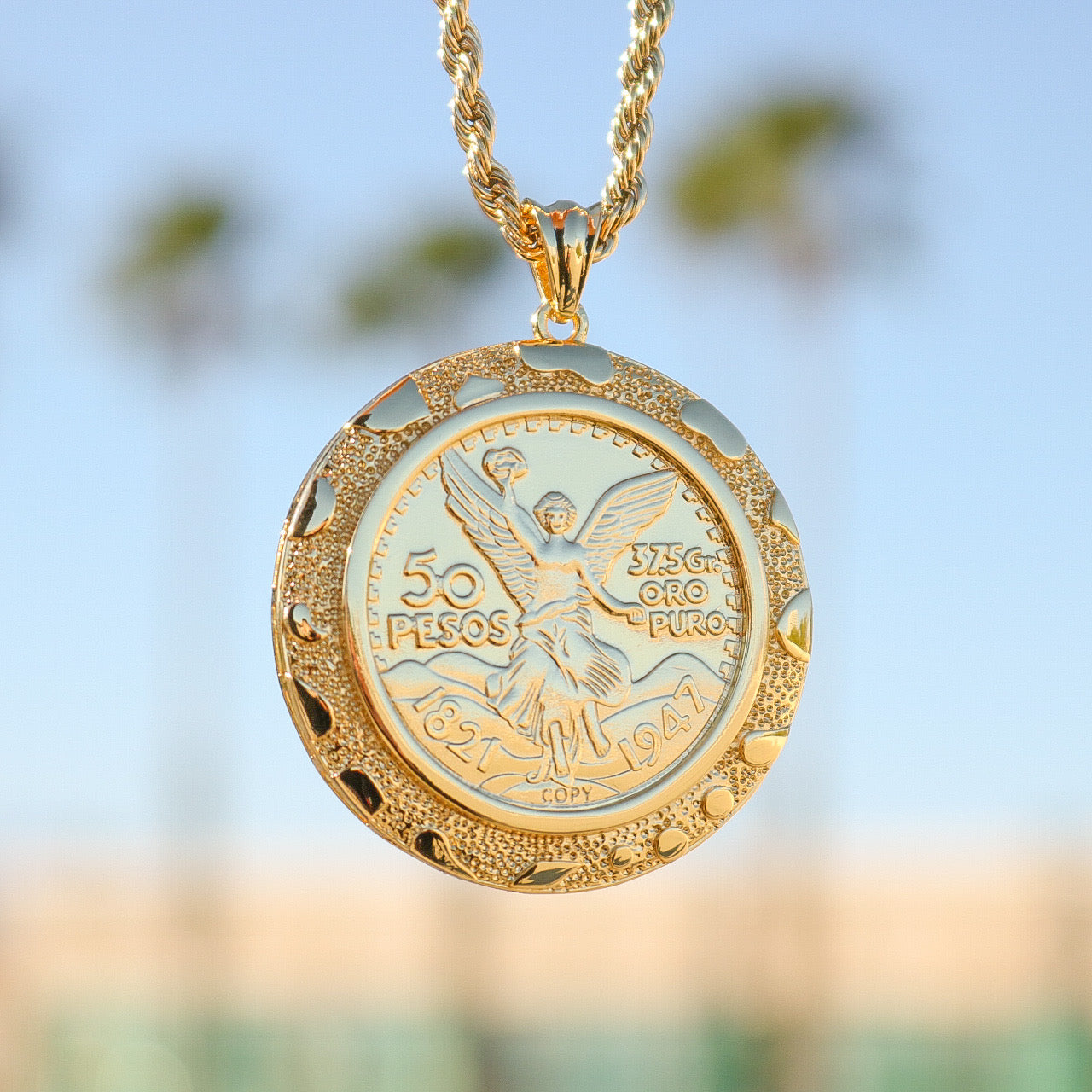 Gold Nugget Bezel Centenario Pendant