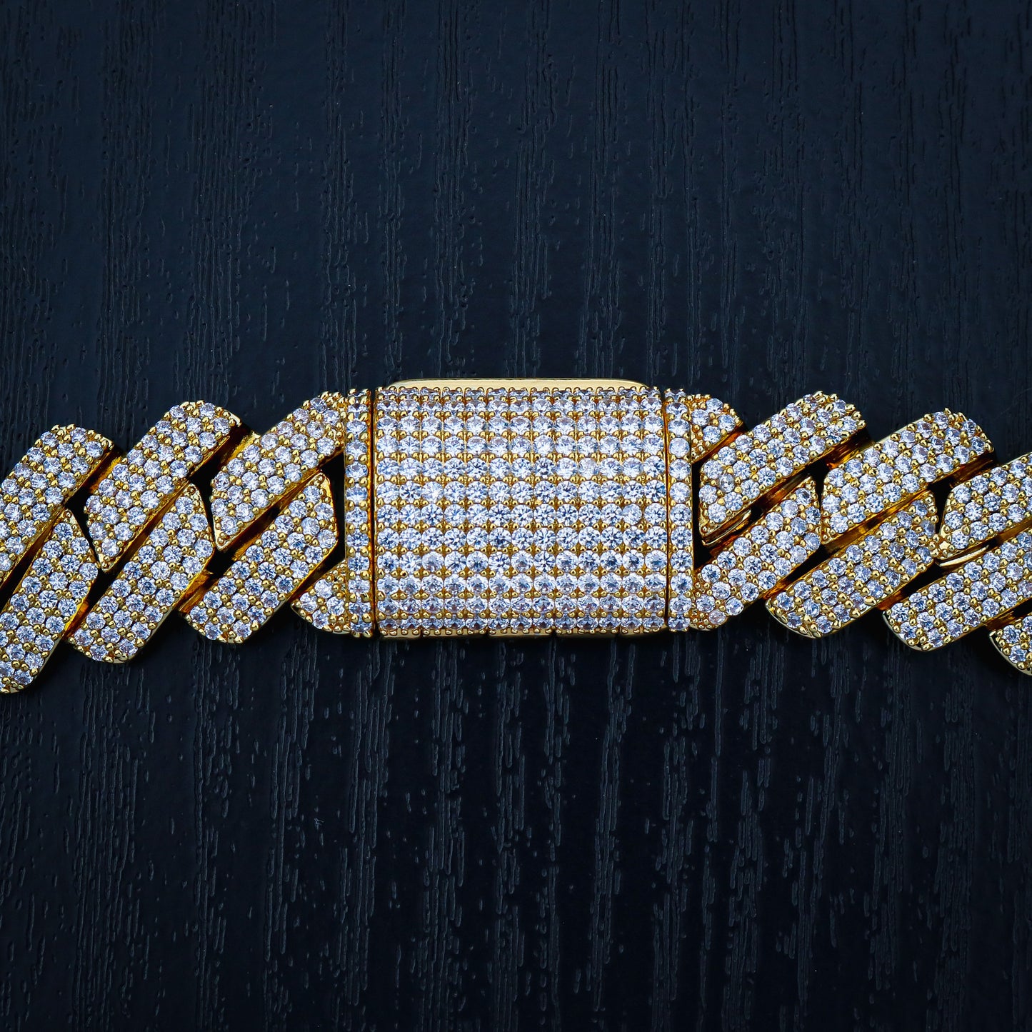 19mm Diamond Prong Link Cuban Chain - Gold