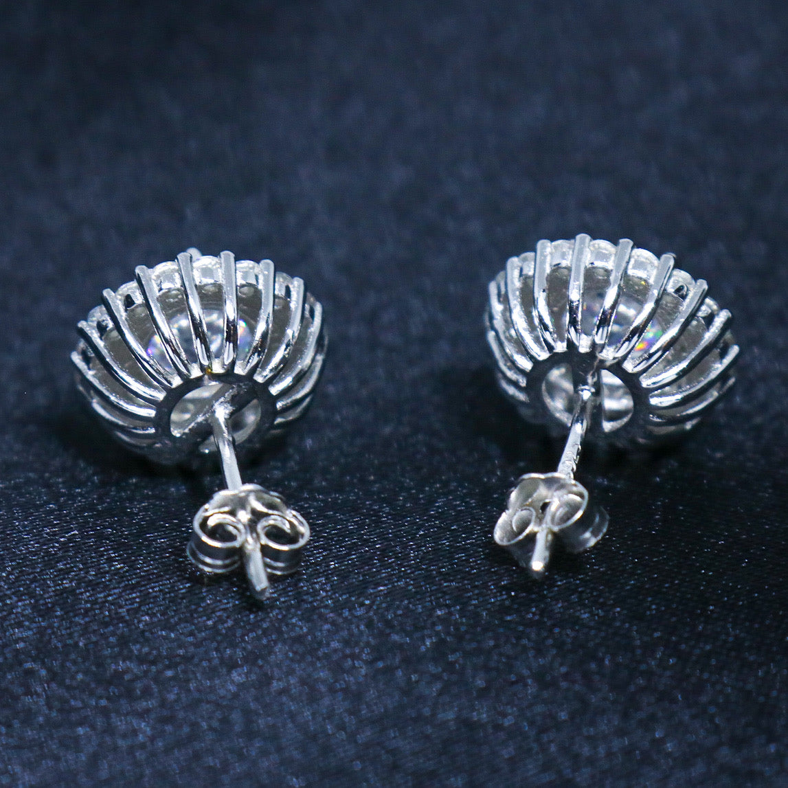 Iced Out Round Diamond Stud Earrings - 925 Silver