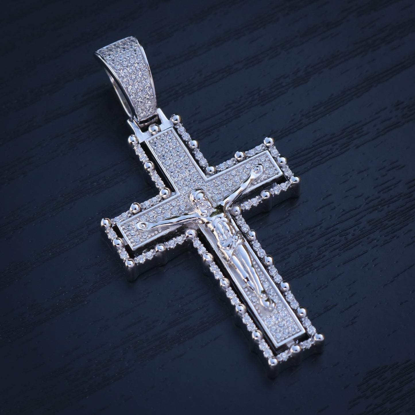 Iced Out Crucifix Pendant - 925 Silver