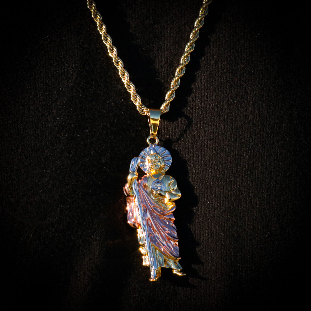 3 Tone San Judas Pendant - Gold