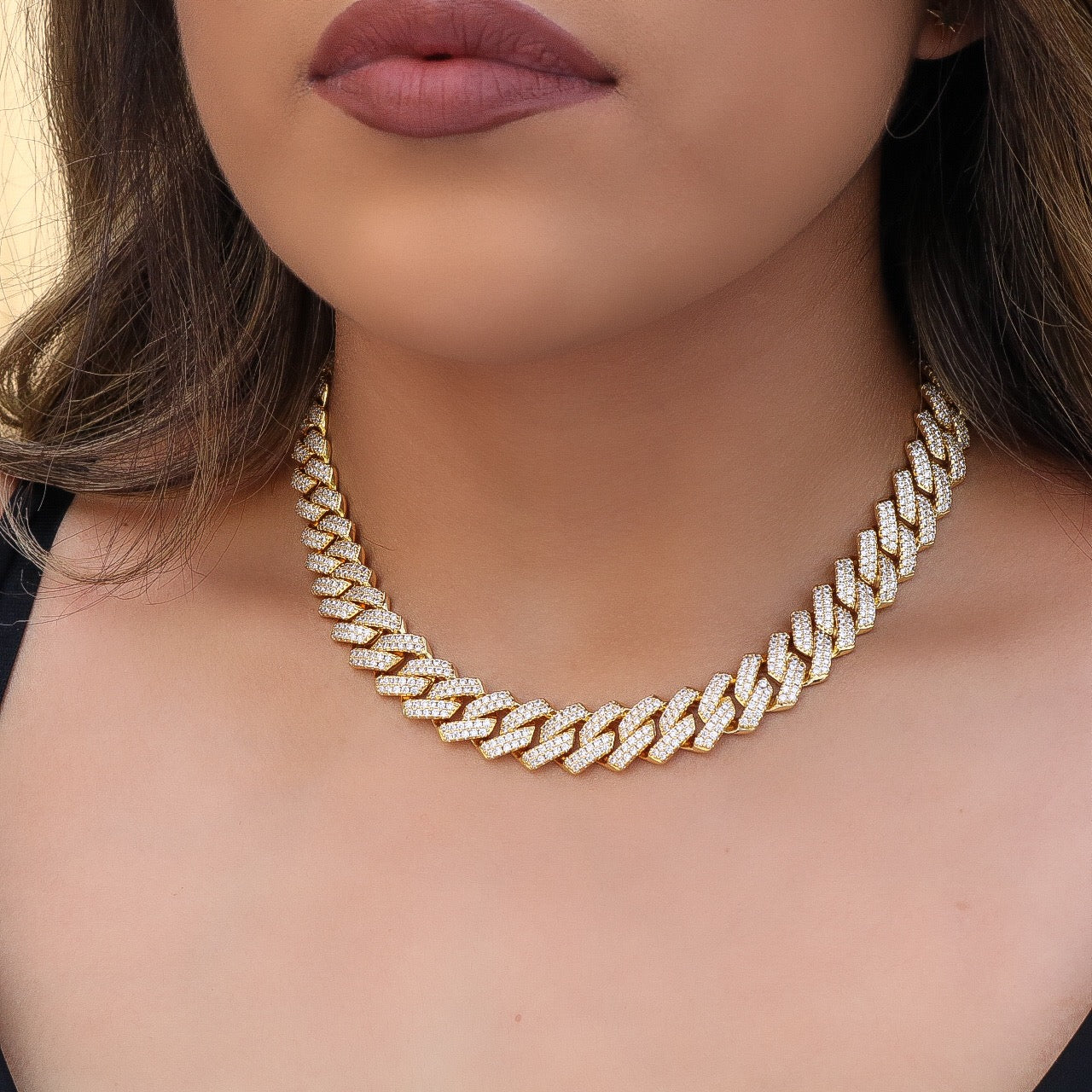 Diamond cuban link chain women Clearance