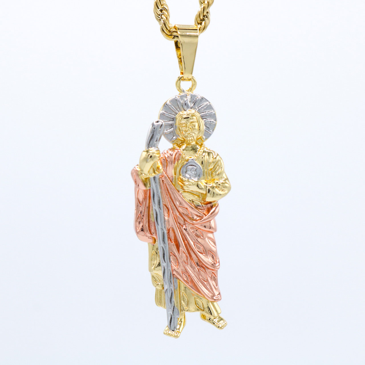 3 Tone San Judas Pendant - Gold