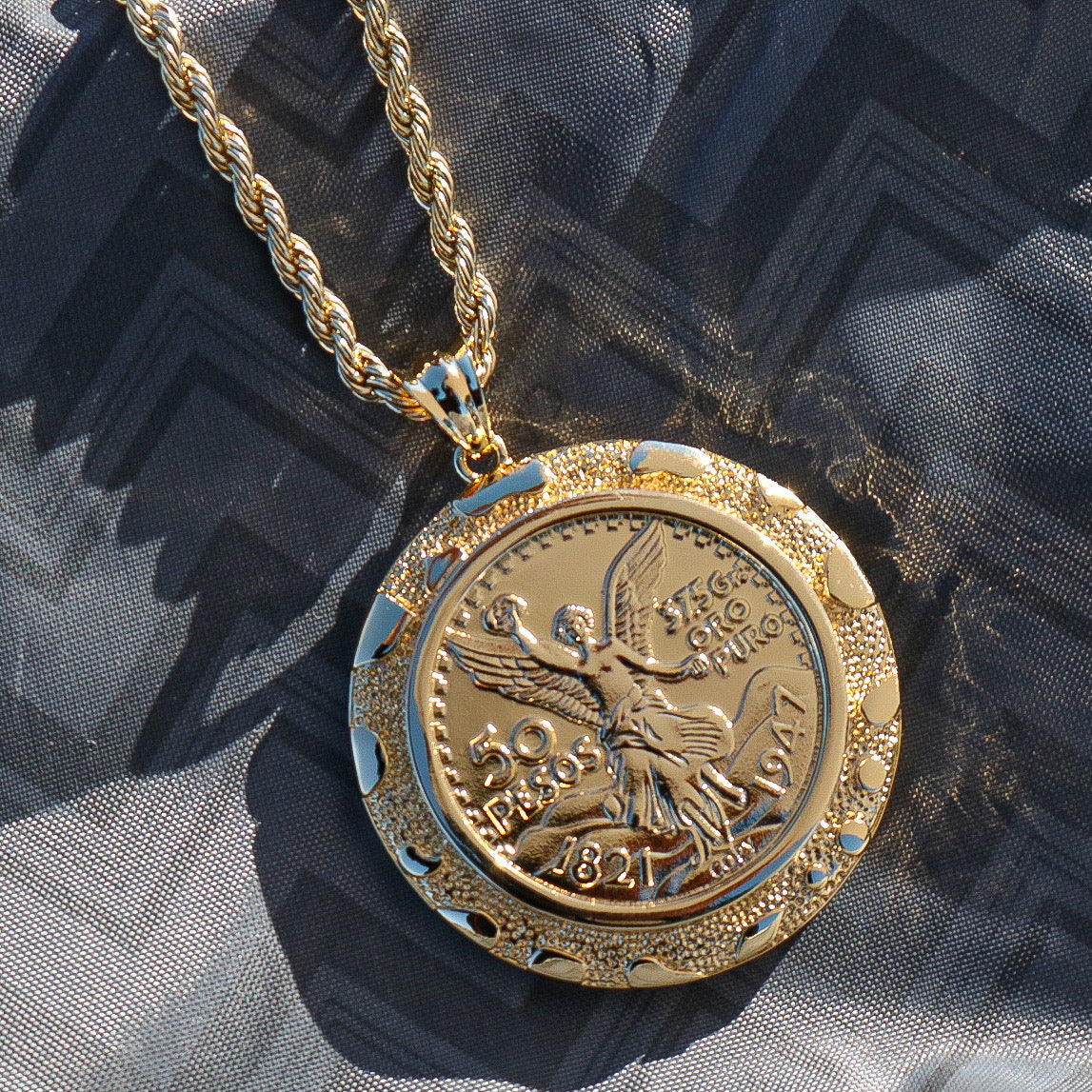 Gold Nugget Bezel Centenario Pendant