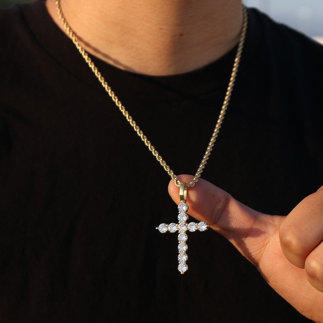 Diamond Cross Pendant - Gold