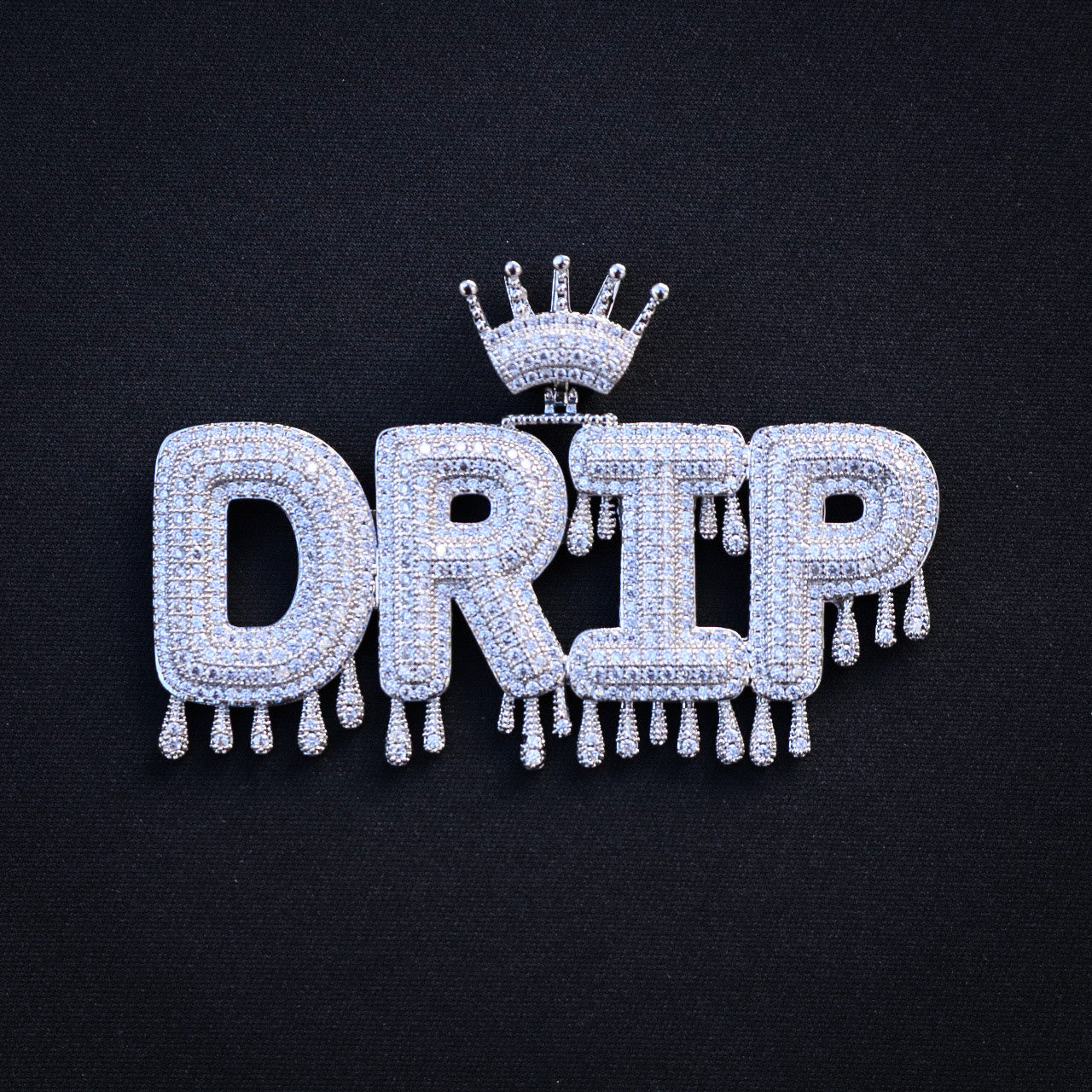 Custom Drip Letter Pendant - White Gold