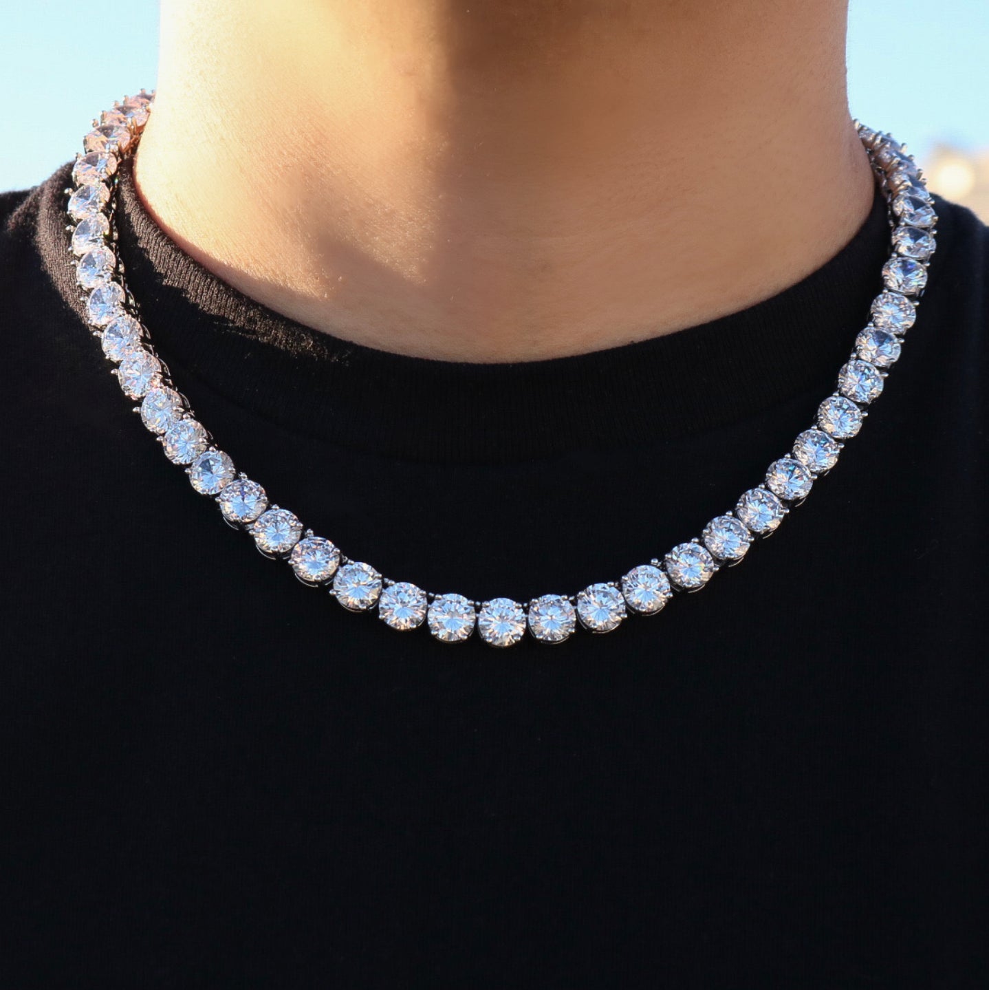 8mm Tennis Chain - White Gold
