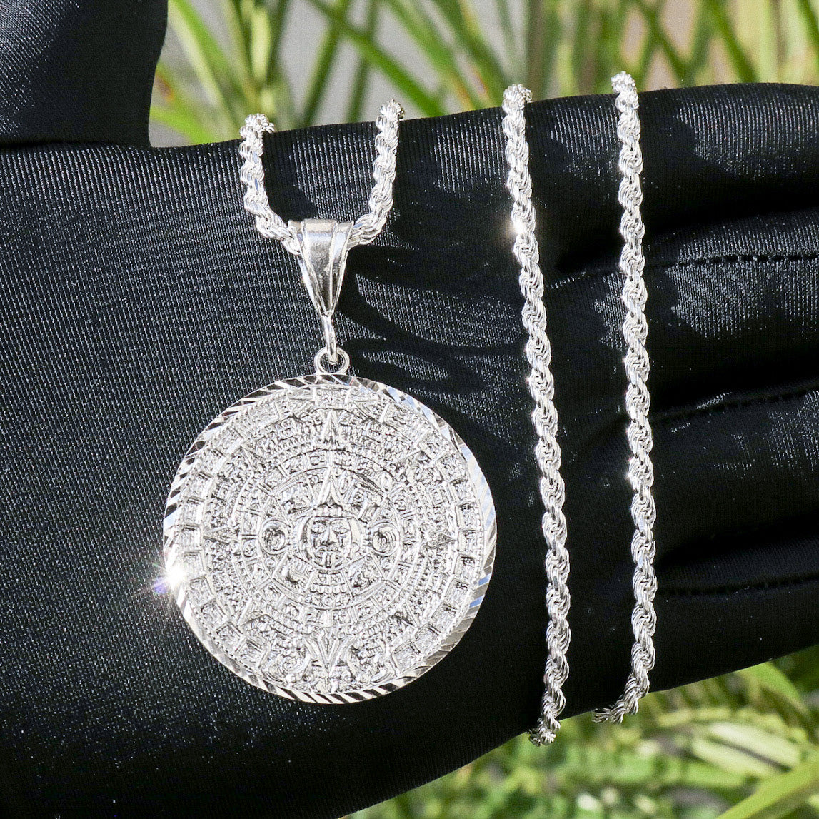 Aztec Calendar Pendant- 925 Silver