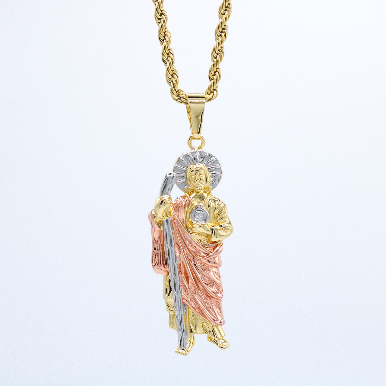 3 Tone San Judas Pendant - Gold