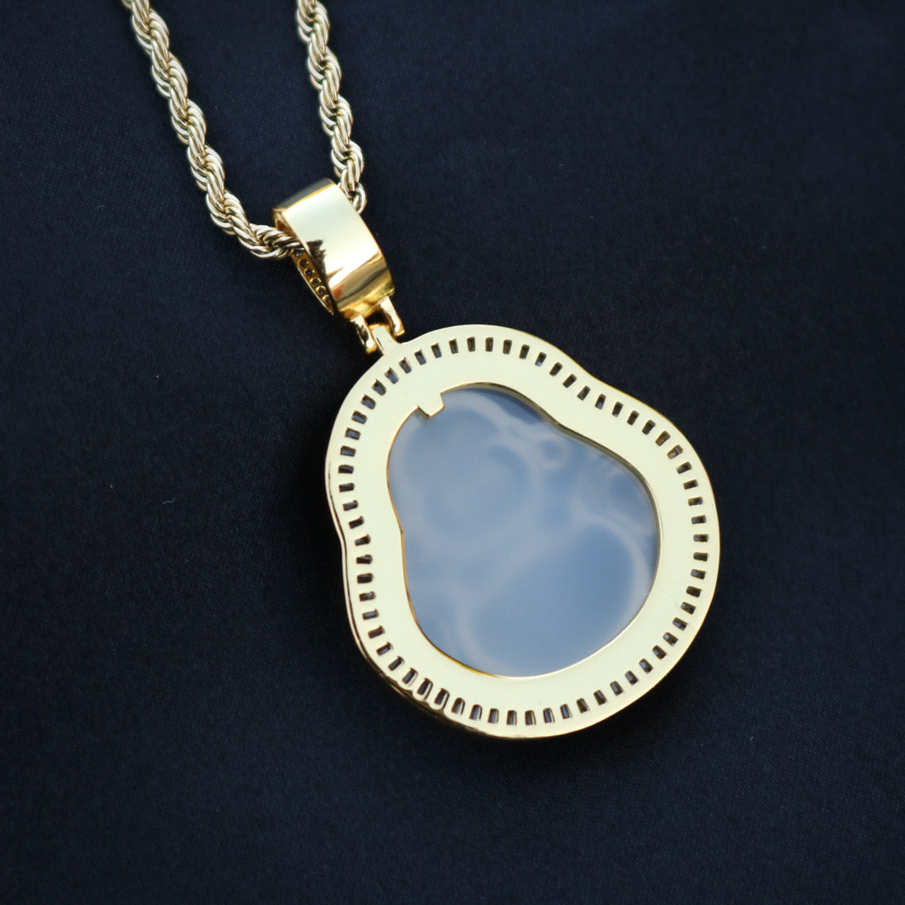 White Buddha Baguette Pendant - Gold