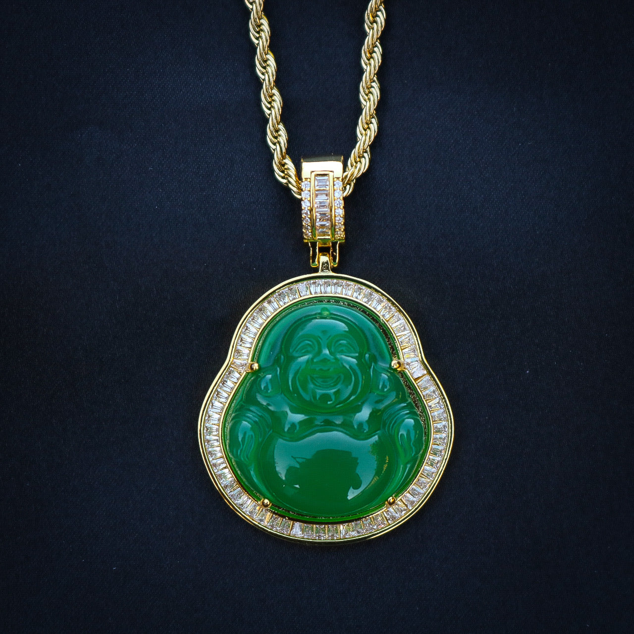 Green Buddha Baguette Pendant Gold – Huerta Jewelry