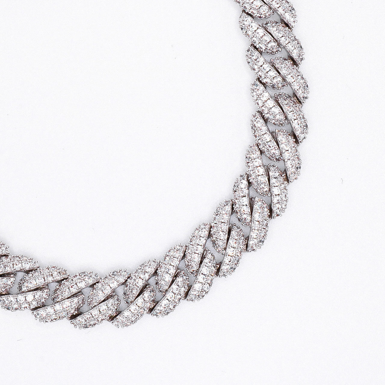 10mm Iced Out Cuban Bracelet - White Gold
