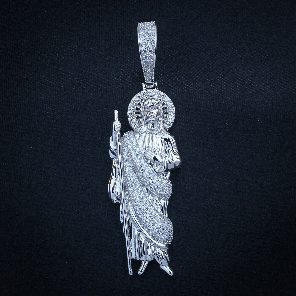 Iced Out San Judas Pendant - 925 Silver