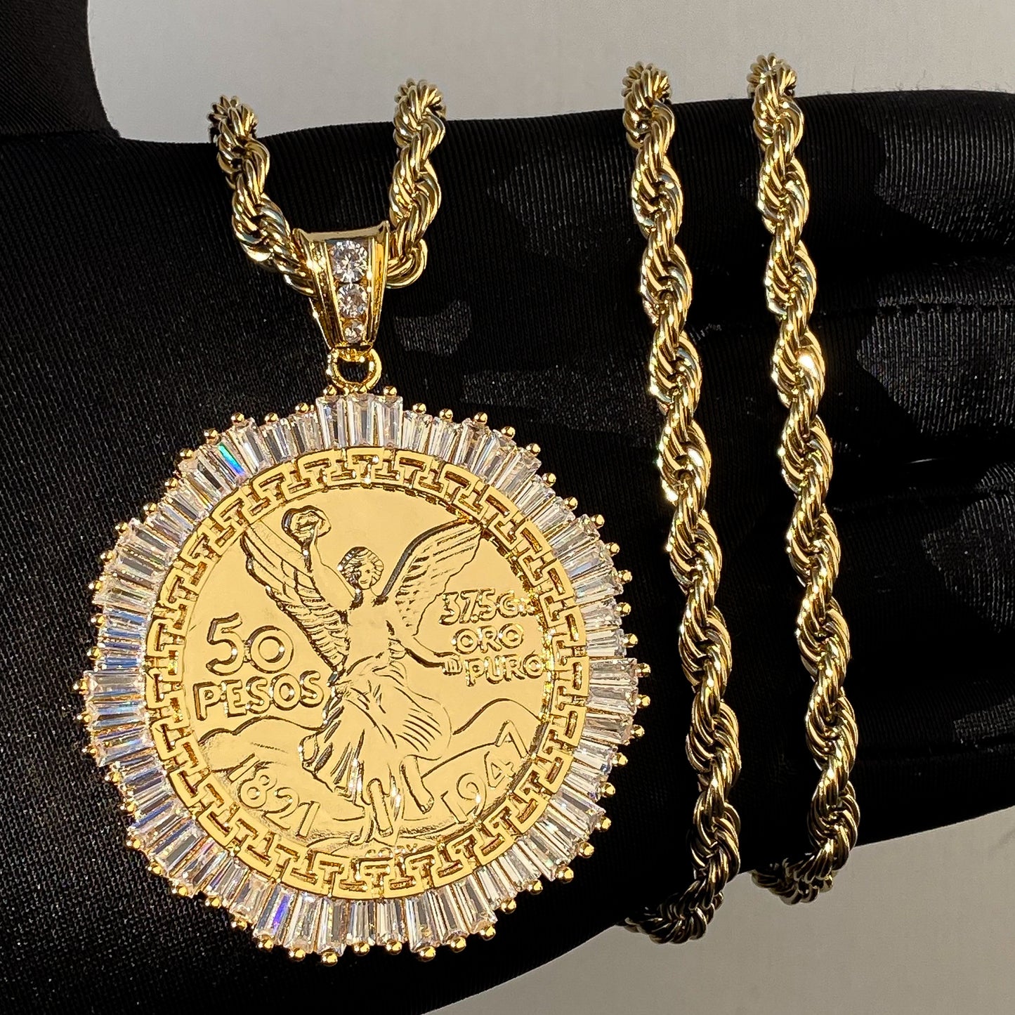 Star Baguette Diamond Bezel Centenario Pendant