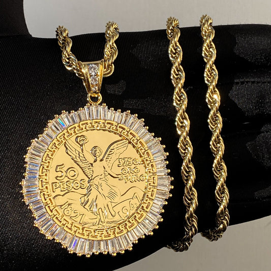 Star Baguette Diamond Bezel Centenario Pendant