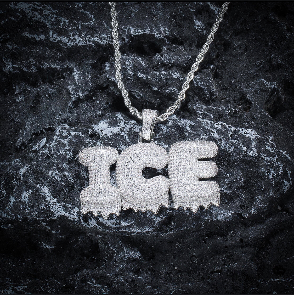 Custom Iced Out Bubble Letter Drip Pendant