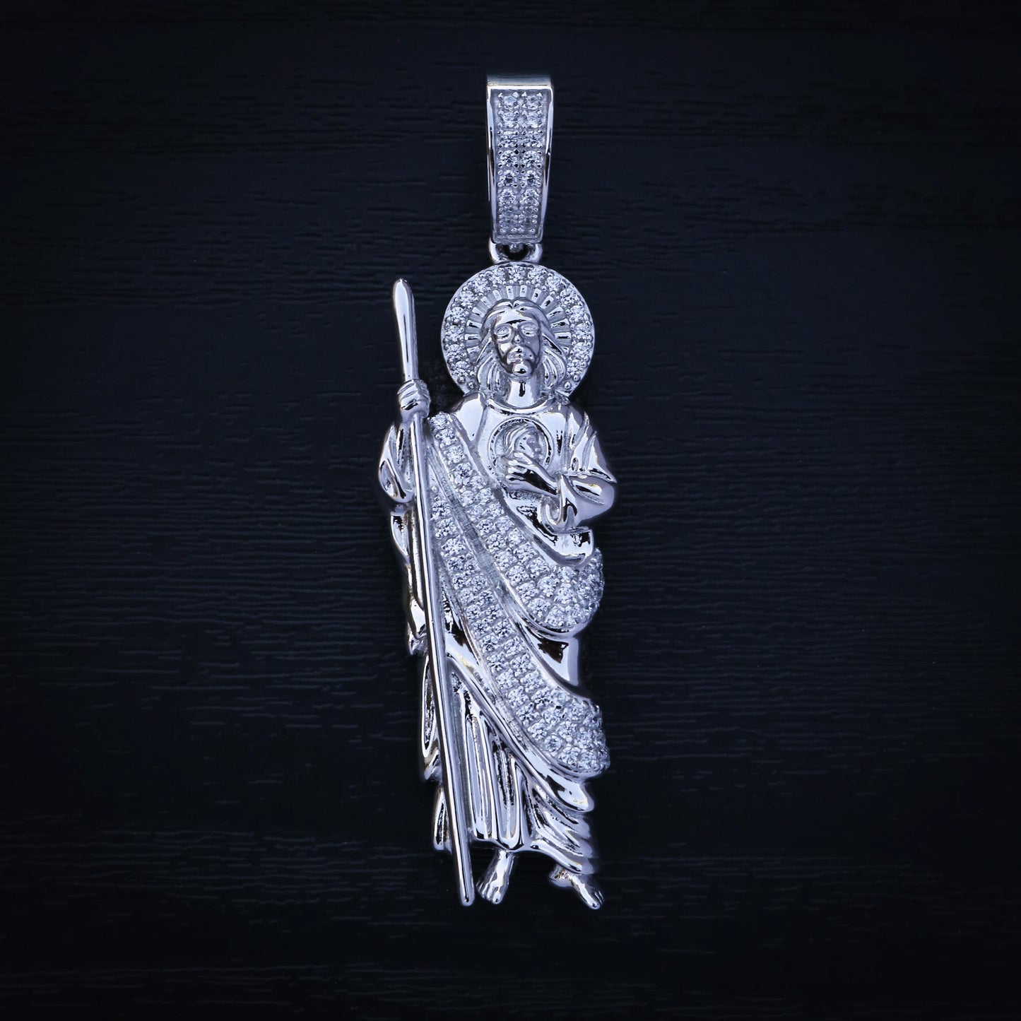 Iced San Judas Pendant - 925 Silver