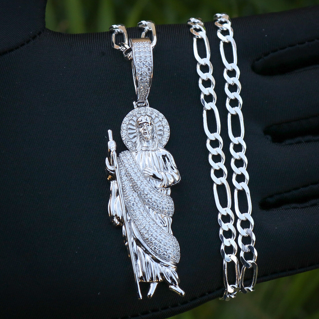 Iced Out San Judas Pendant - 925 Silver