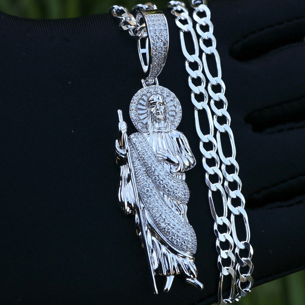 Iced Out San Judas Pendant - 925 Silver