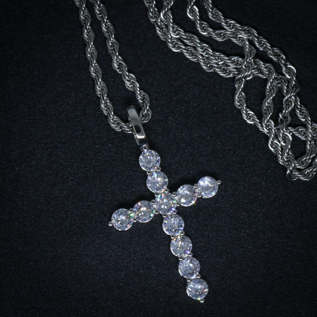 Diamond Cross Pendant - White Gold