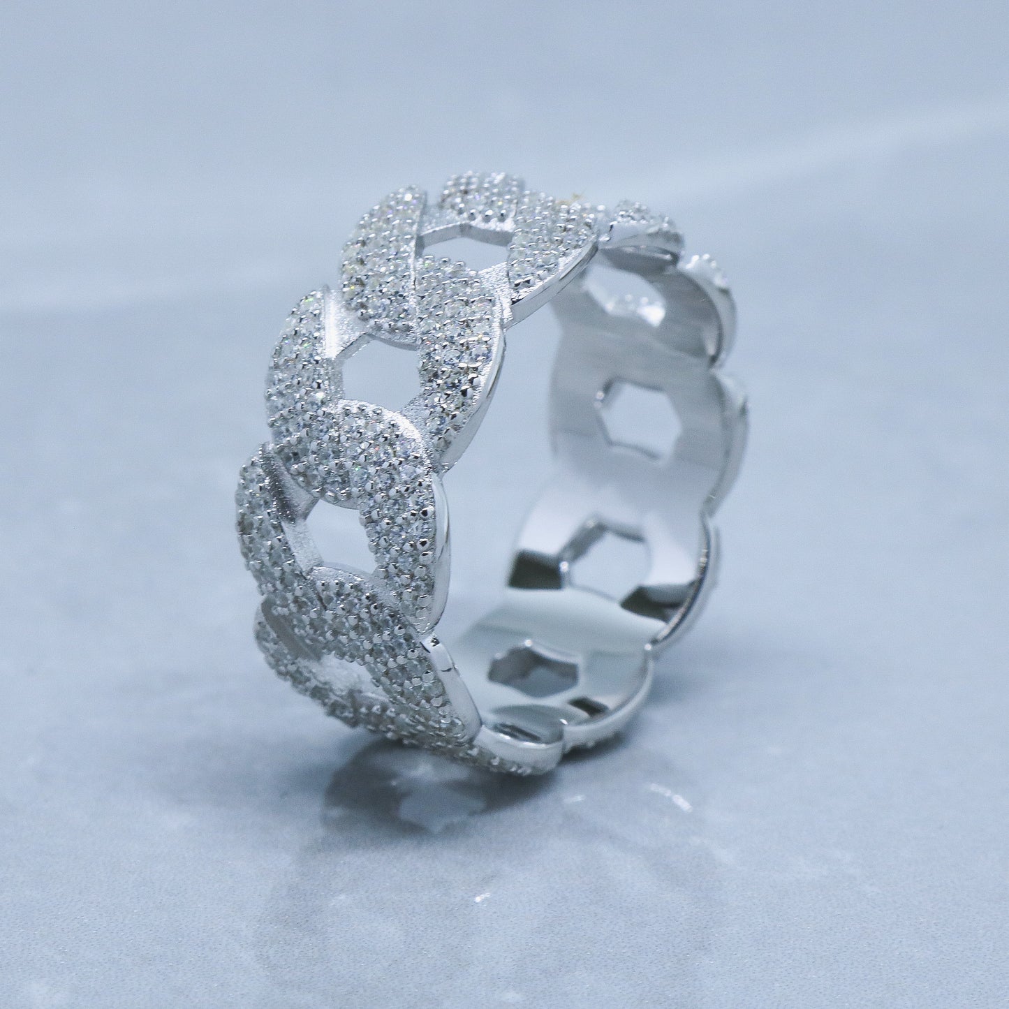 Iced Out Cuban Ring - 925 Silver