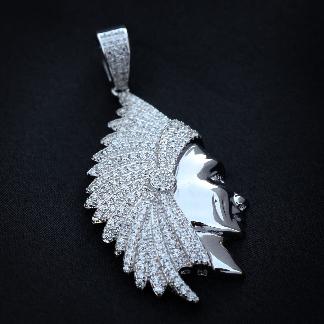 Iced Out Chief Pendant - 925 Silver