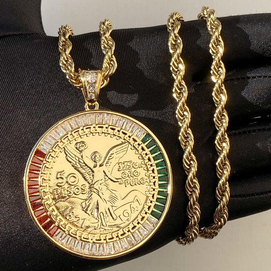 Baguette 3 Color Diamond Centenario Pendant