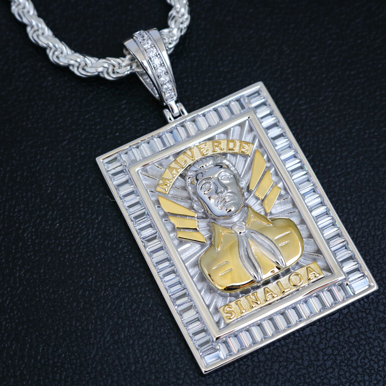 Big Jesus Malverde Pendant - 925 Silver