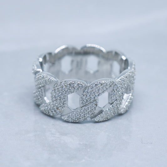 Iced Out Cuban Ring - 925 Silver