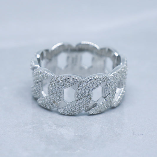 Iced Out Cuban Ring - 925 Silver