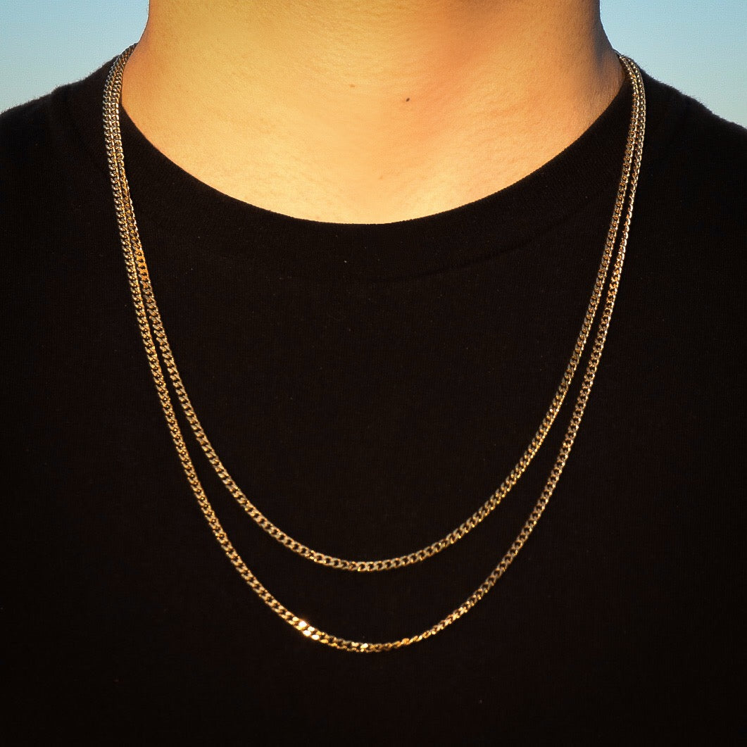 3mm Micro Cuban Curb link chain - Gold