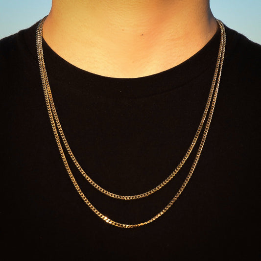 3mm Micro Cuban Curb link chain - Gold