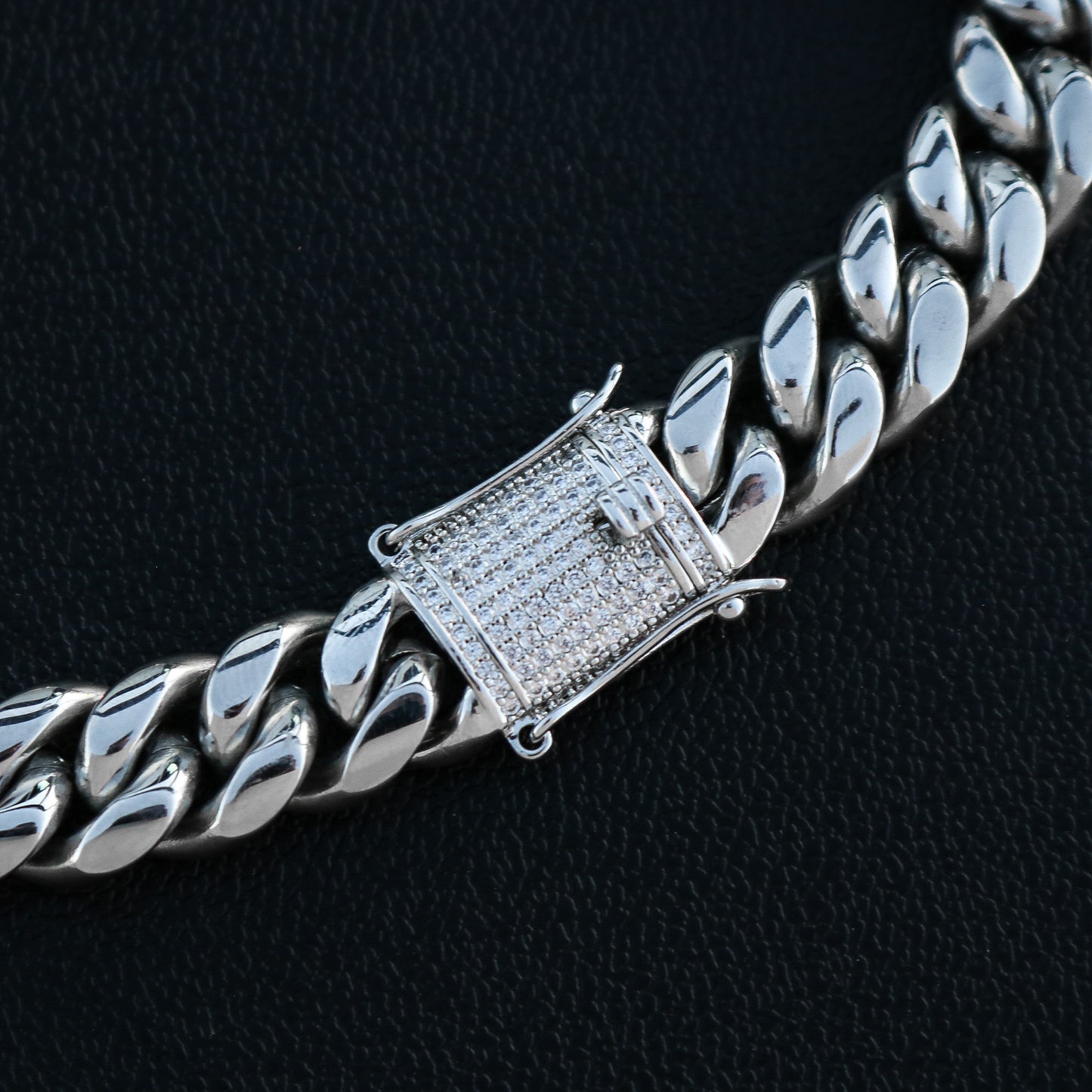 14mm Miami Cuban with the Iced Out Clasp Chain - Premium 316L Stainless